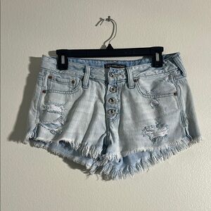 Abercrombie & Fitch Light Blue Distressed Denim Shorts